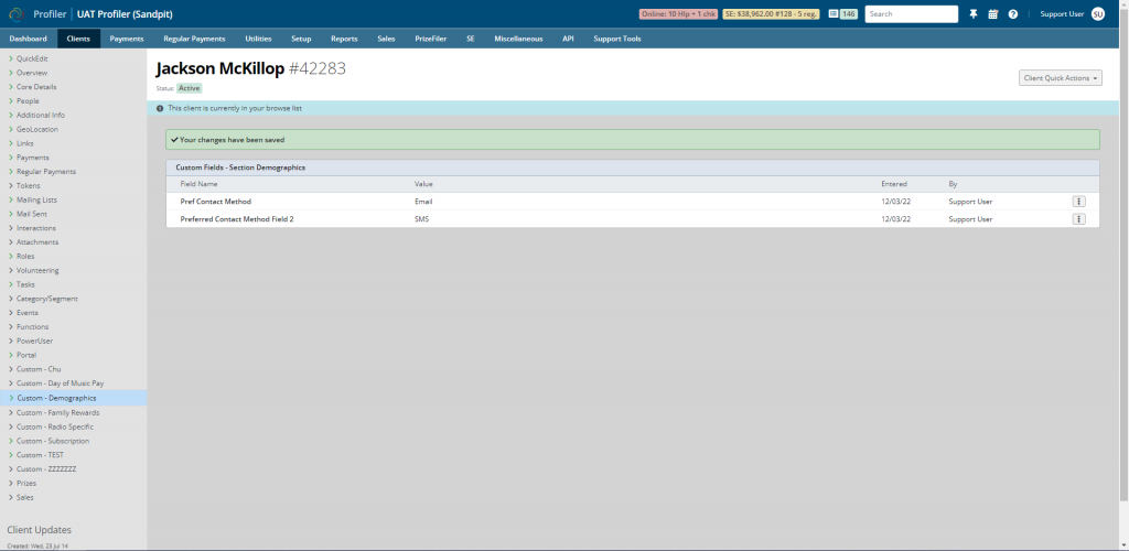 Custom Fields screenshot