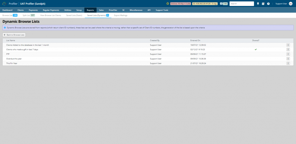 Storing criteria screenshot