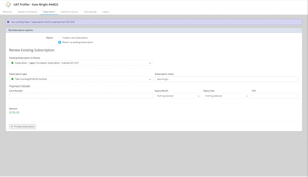 Update payment details screenshot