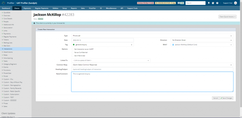 Phone system screenshot