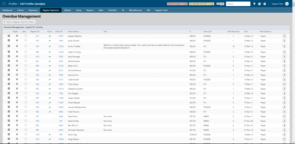 Overdue management screenshot