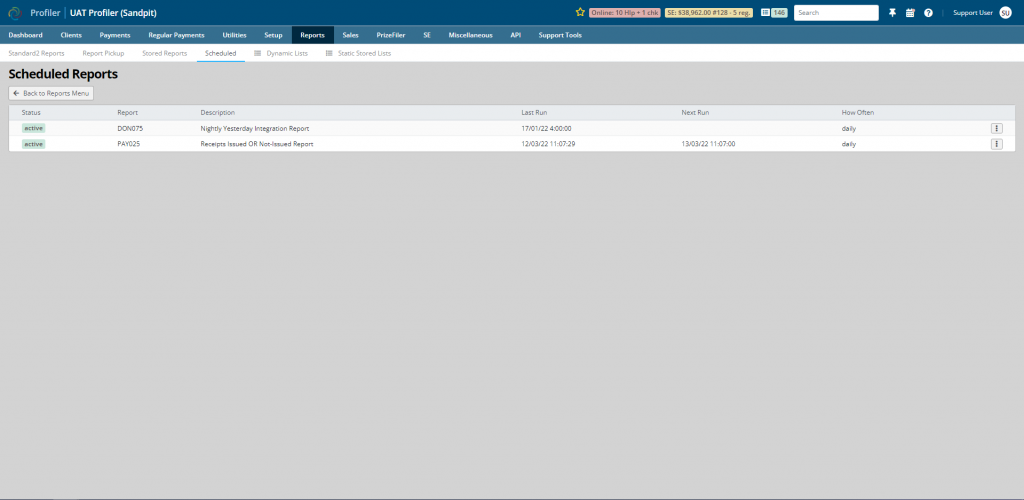 Report outputs screenshot
